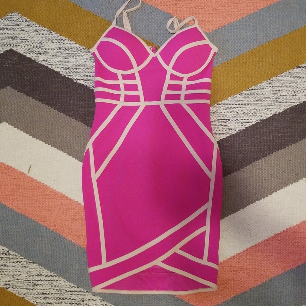 Never worn bachelorette party fucia mini!!